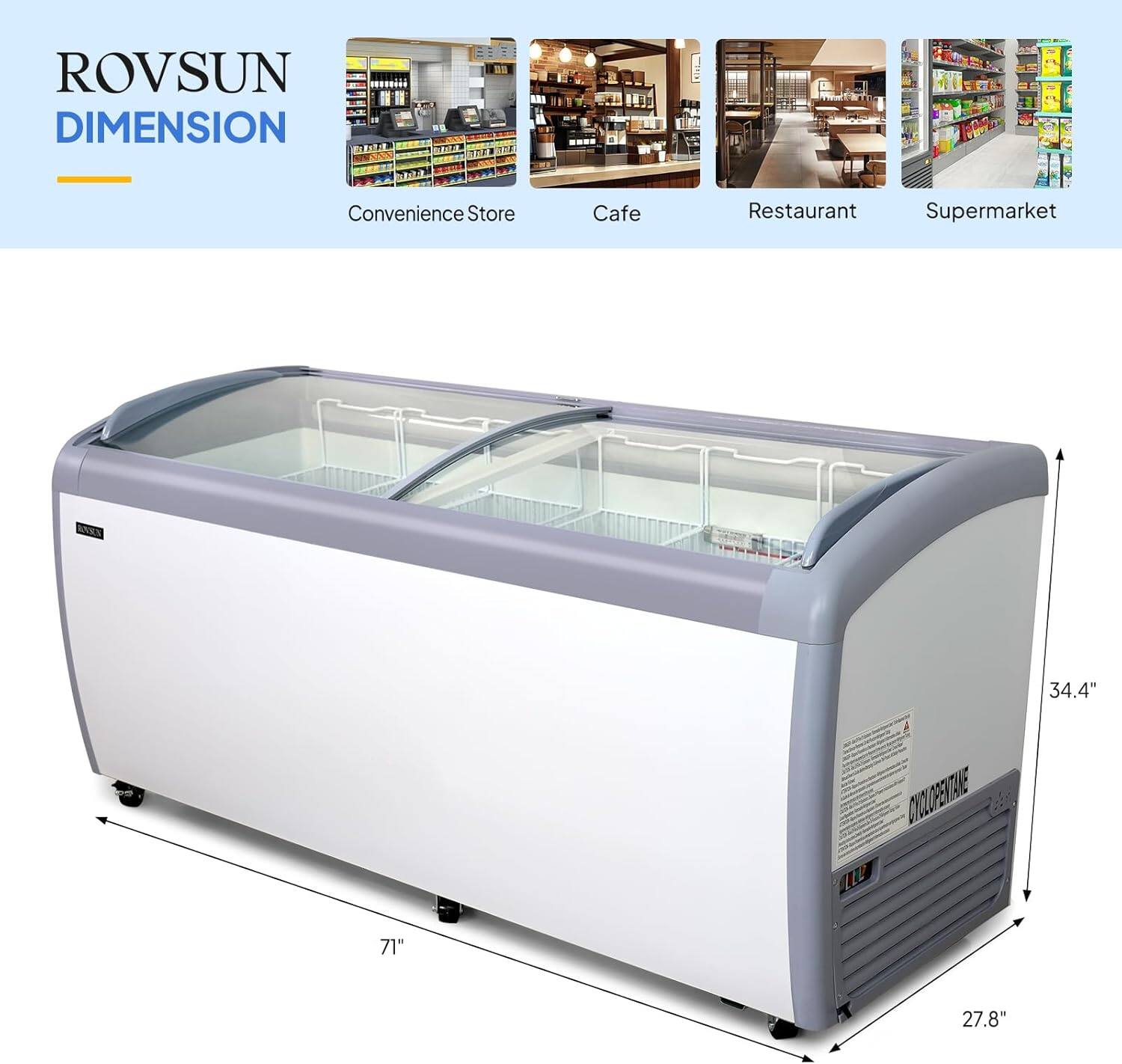 ROVSUN DIMENSION  
Convenience Store Cafe Restaurant Supermarket  
COEN  
34.4" x 71" x 27.8"