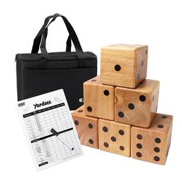 GSE Games & Sports Expert - 3.5-Inch Premium Oak Giant Yard Dice Set with Carrying Bag and Yardzee & Farkle Scorecard.