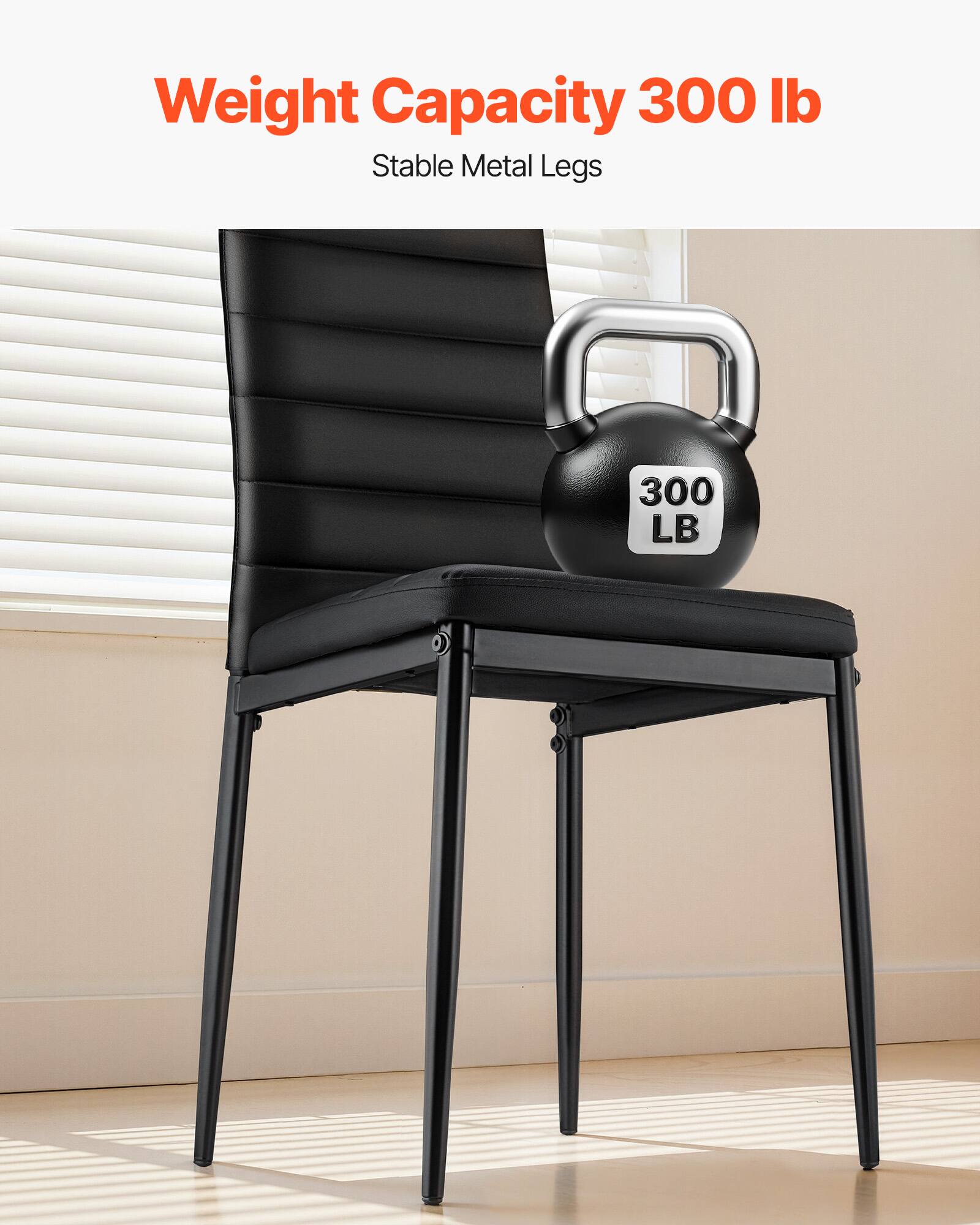 Weight Capacity 300 lb  
Stable Metal Legs