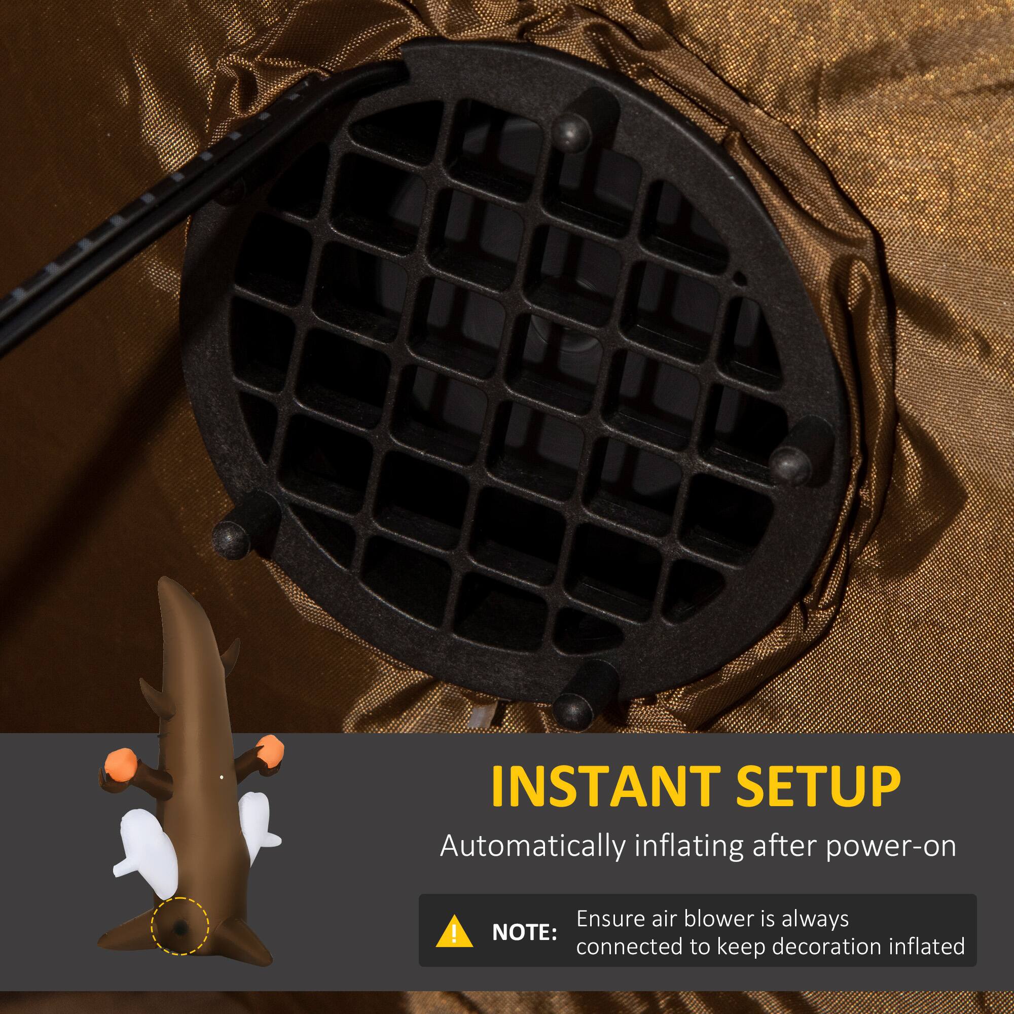 INSTANT SETUP: Automatically inflating after power-on! Ensure air blower is always connected to keep decoration inflated.