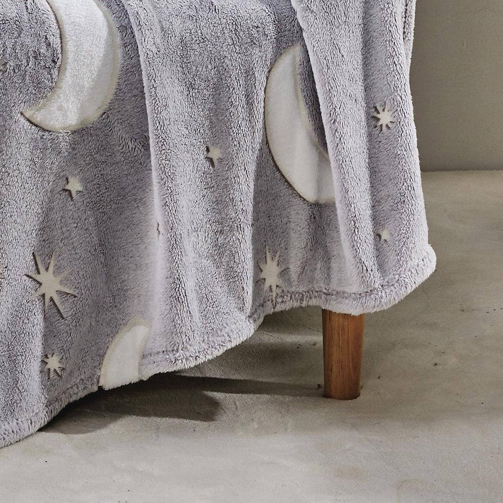 Alt View 1. Noble House - Star Moon Micro Plush All Season Throw Blanket 50" X 60" Gray by Plazatex - Multicolor.