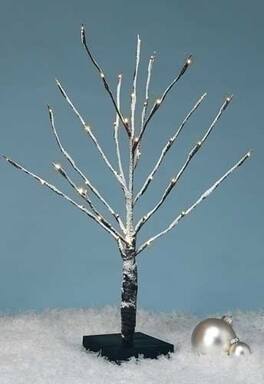 Roman - 24" White Battery Operated LED Lighted Snowy Christmas Tree Tabletop Decor - Clear