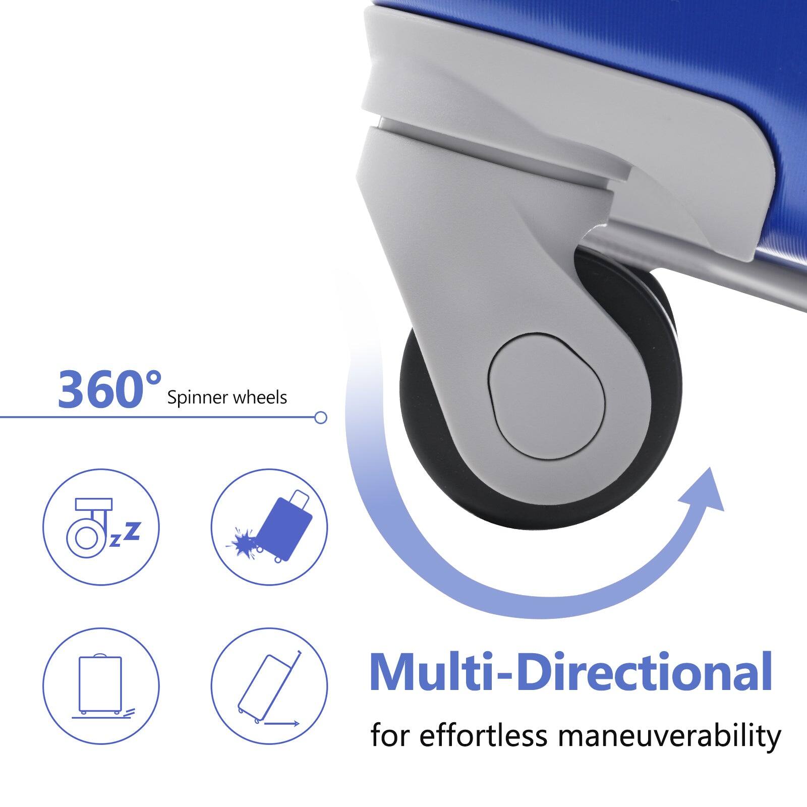 360° Spinner wheels

Multi-Directional for effortless maneuverability