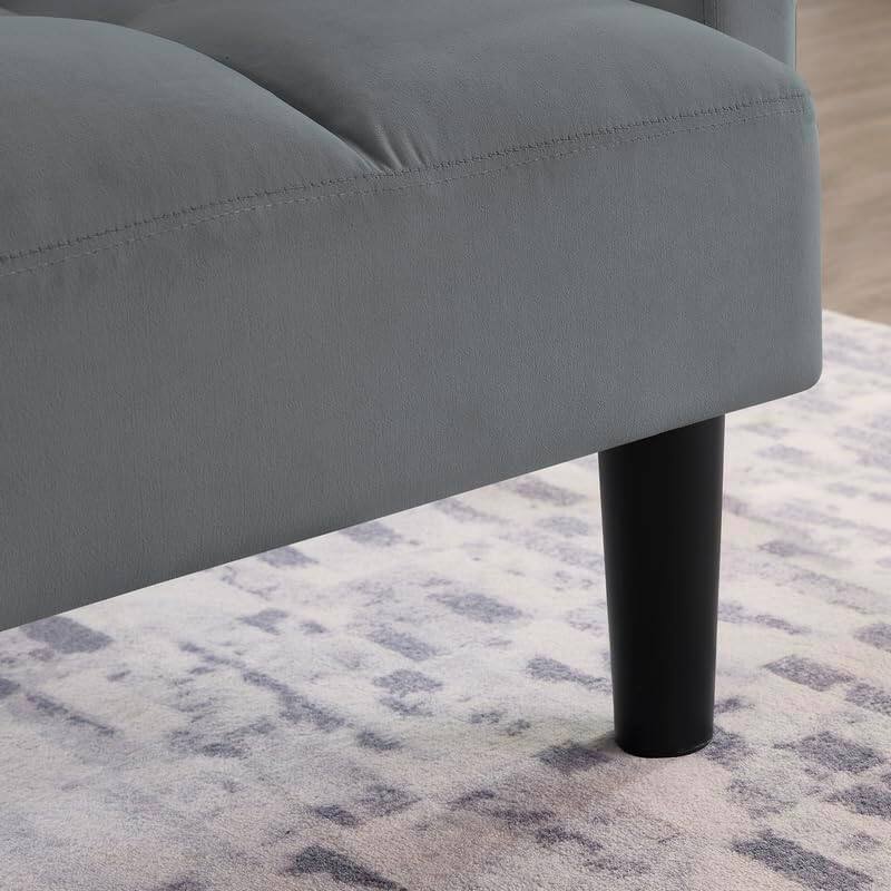 Alt View 8. Trinkets Crazed - Velvet Futon Couch Convertible Folding Sofa Bed Tufted Couch for Apartment  - gray.