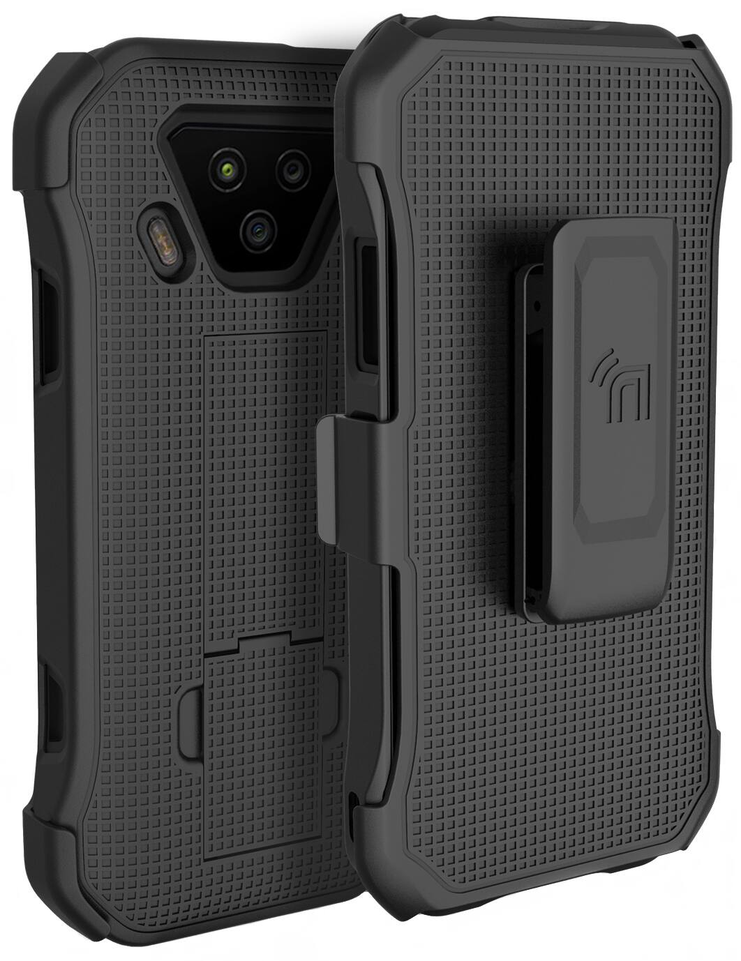 Front. Nakedcellphone - Case with Stand and Belt Clip Holster for Kyocera DuraForce Ultra 5G - Black.