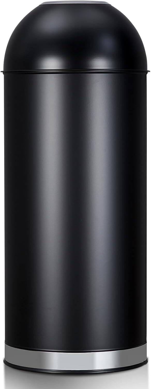 Alt View 4. Jojoka - 17 Gallon Open Top Commercial Trash Can, Heavy Duty Brushed Stainless Steel with Anti-Slip Base - Black.