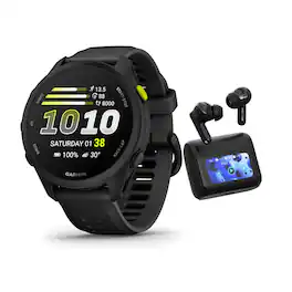Garmin - Forerunner 70 AMOLED GPS Running Smartwatch (Black) Bundle with Earbuds - Black - (2026)