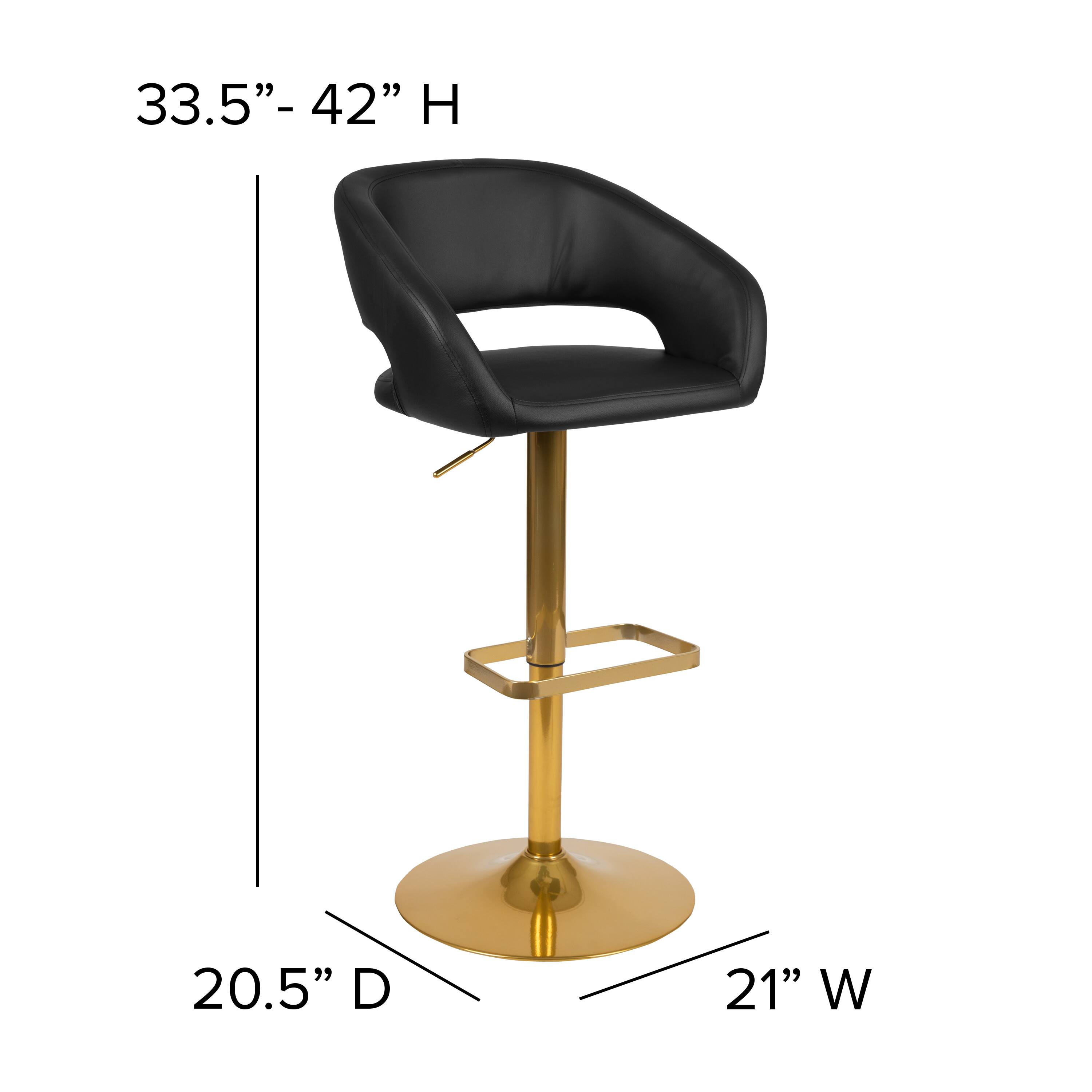 Alt View 15. Alamont Home - Contemporary Vinyl Adjustable Height Barstool with Rounded Mid-Back - Black.