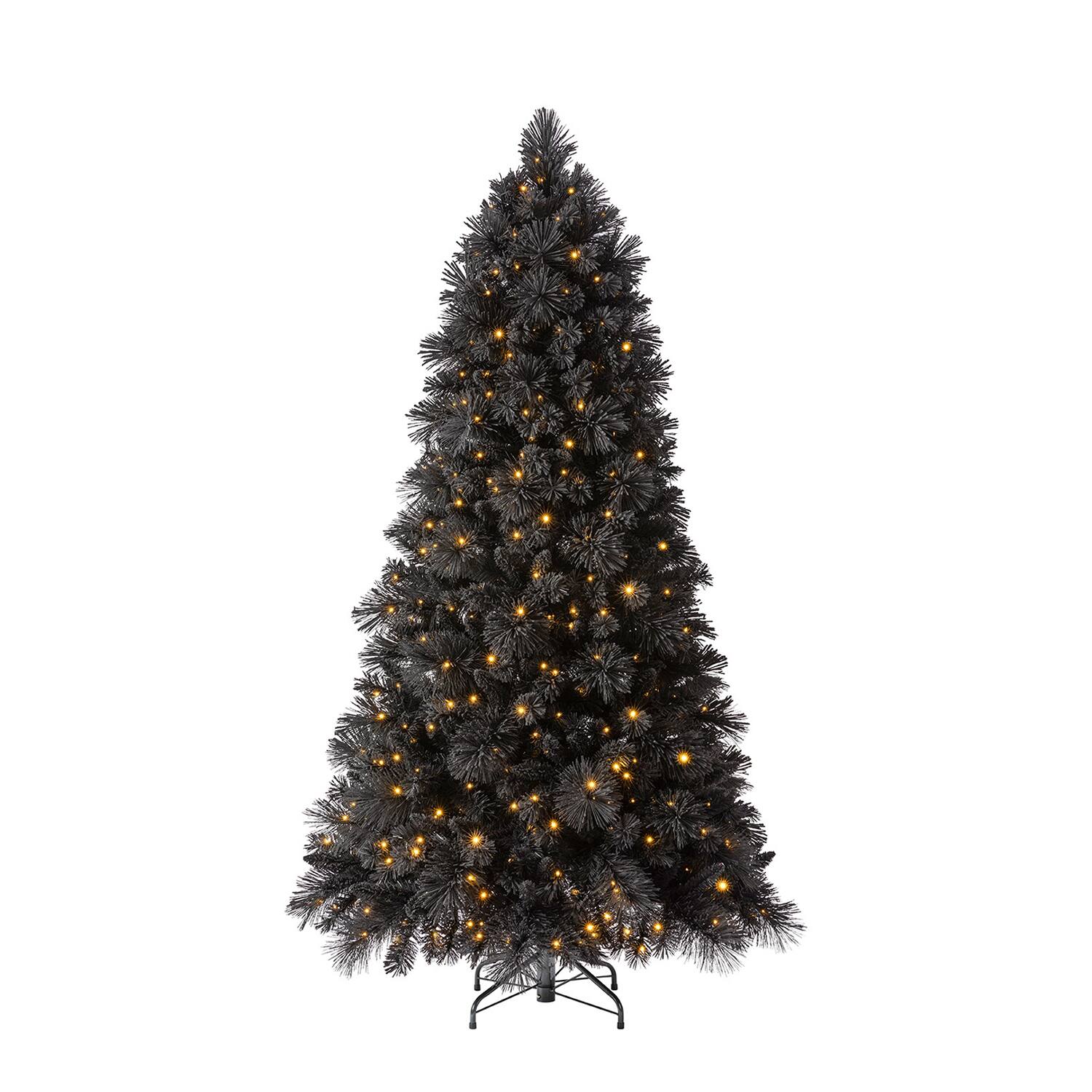 Home Heritage - Snowdrift 6.5 Ft Pre-Lit Artificial Christmas Holiday Tree - Black