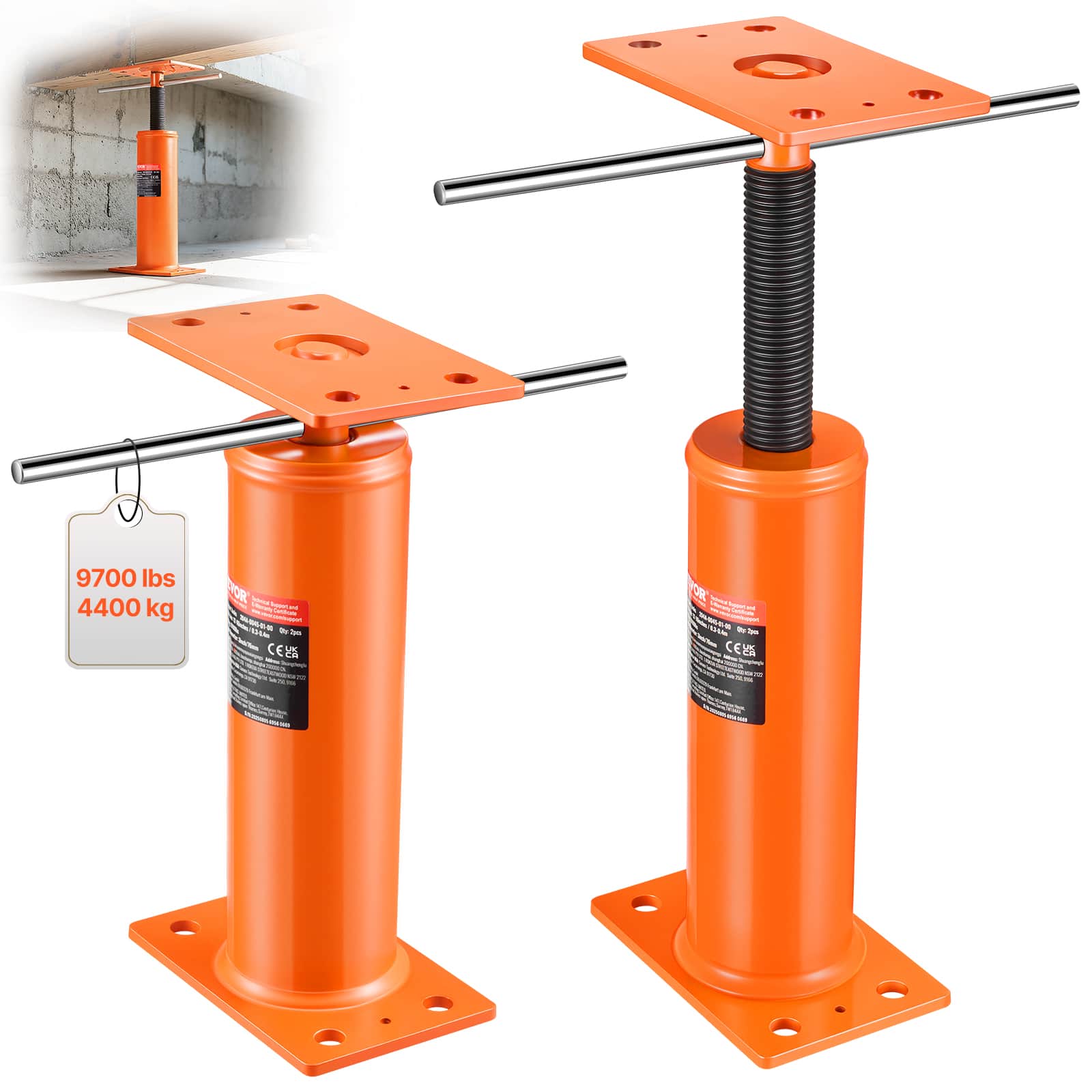 "VEVOR - House Floor Jacks, 2 Pack, 12""-16"" Height Range, 9700 lbs Max Load Capacity Per Unit, Adjustable Support Beam Basement - Orange" price history on PriceWatchPro