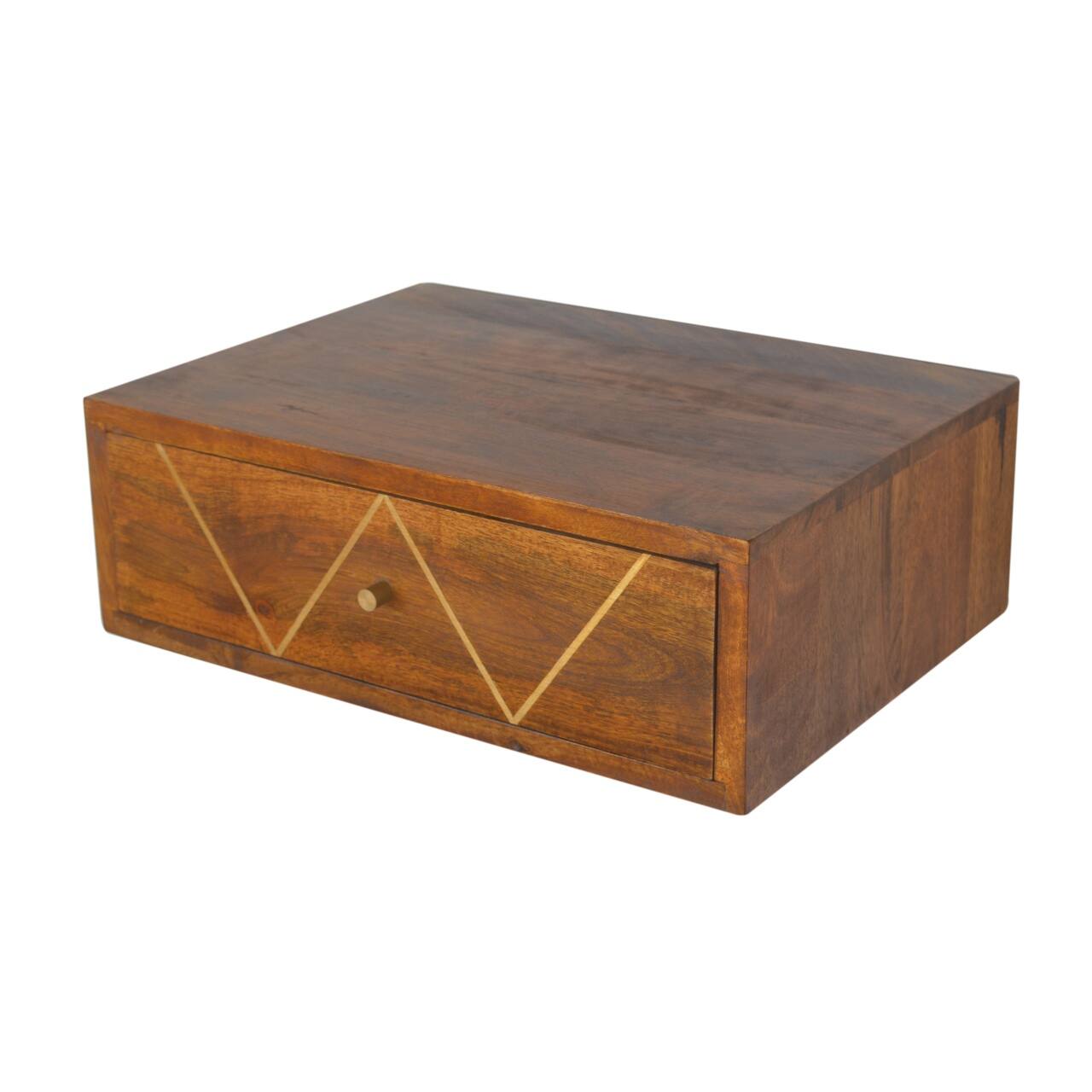Alt View 1. Artisan Furniture - Artisan Furniture Solid Wood Floating Chestnut Brass Nightstand, 1 Drawer, Gold and Brown - Chestnut.