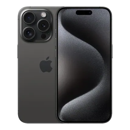 Front. Apple - iPhone 15 Pro 128GB 6.1" 5G Fully Unlocked, Titanium - Black.