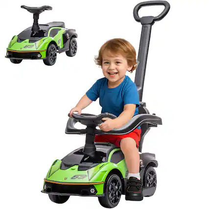 Front. Aosom - 2-in-1 Ride On Push Car for Toddlers 1-3, Licensed Lamborghini Stroller Sliding Car, Push-Along with Under Seat Storage.