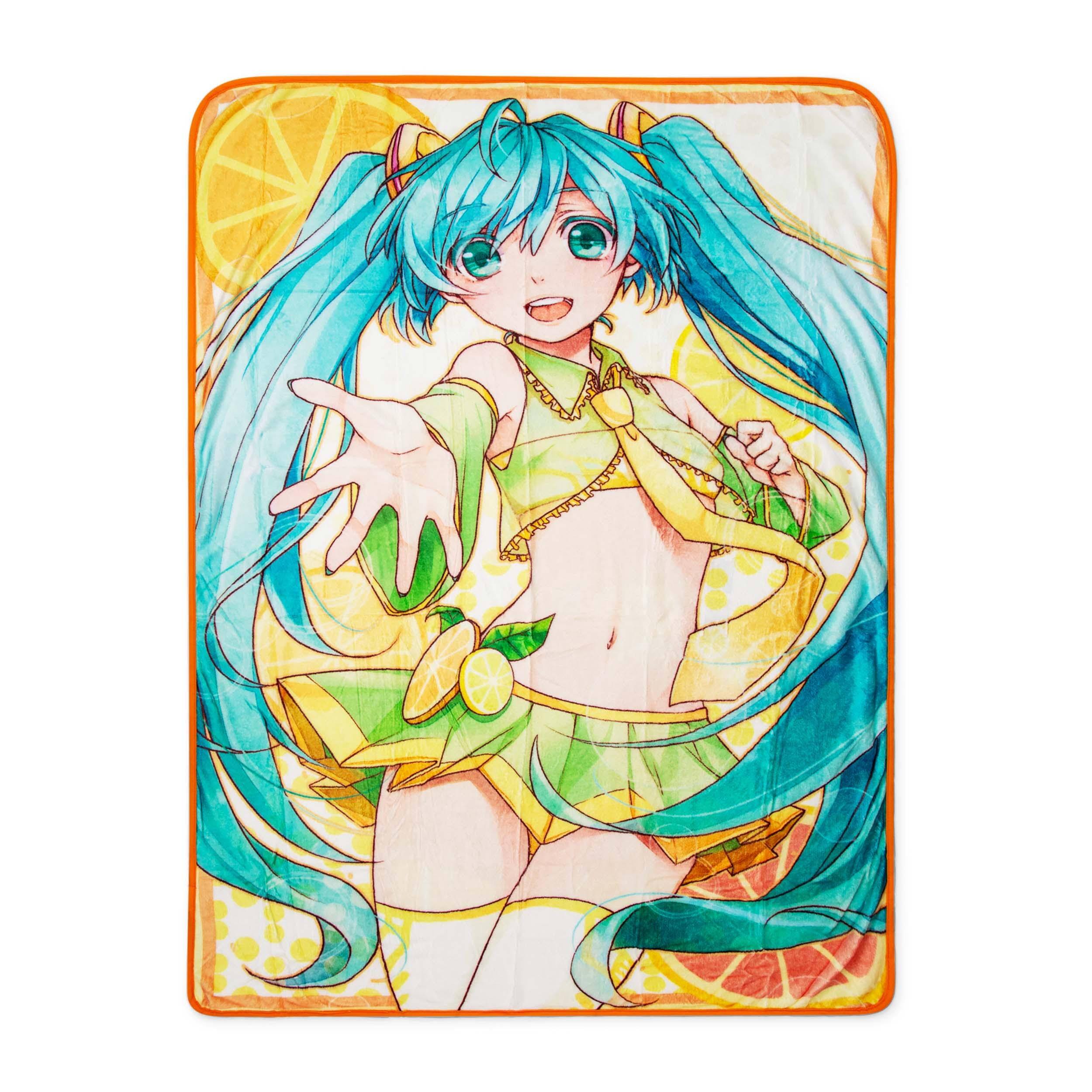 Front. Just Funky - Hologram Citrus Hatsune Miku 45 X 60 inches Fleece Throw Blanket - Multi-Color.