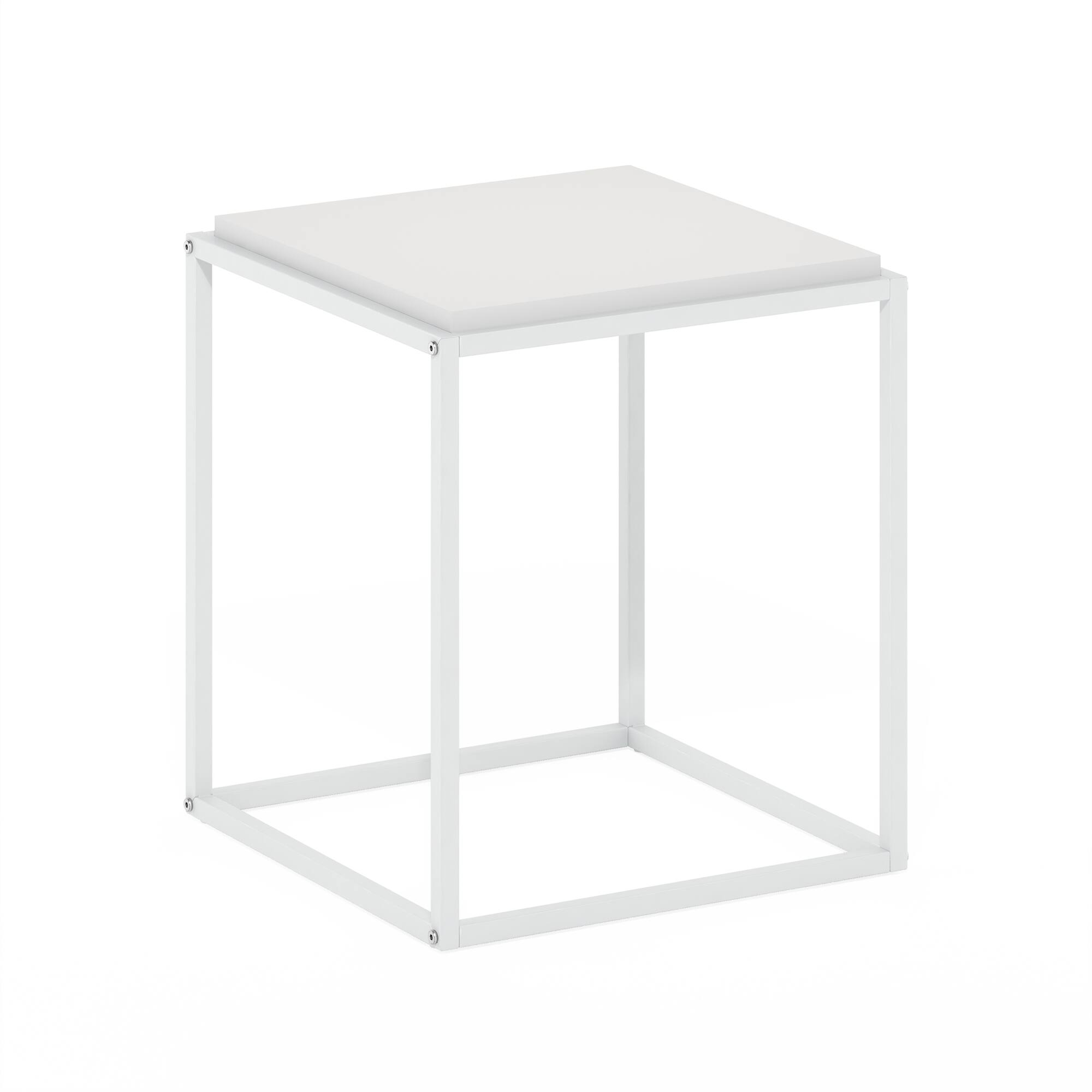 Alt View 4. Furinno - MORETTI Night Stand, 1-Tier Stackable Metal Frame Nightstand, Side Table, End Table, Toolless Assembly - Solid White/White.