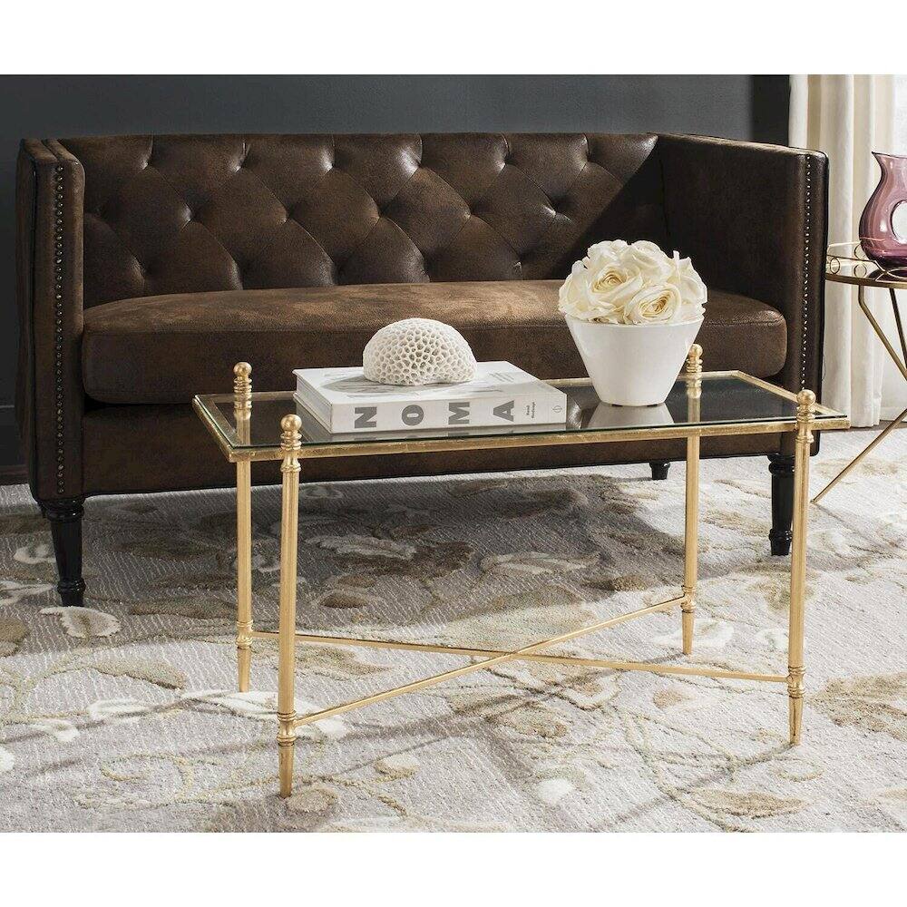 Angle. Safavieh - Home Collection Tait Gold Coffee Table - Gold.