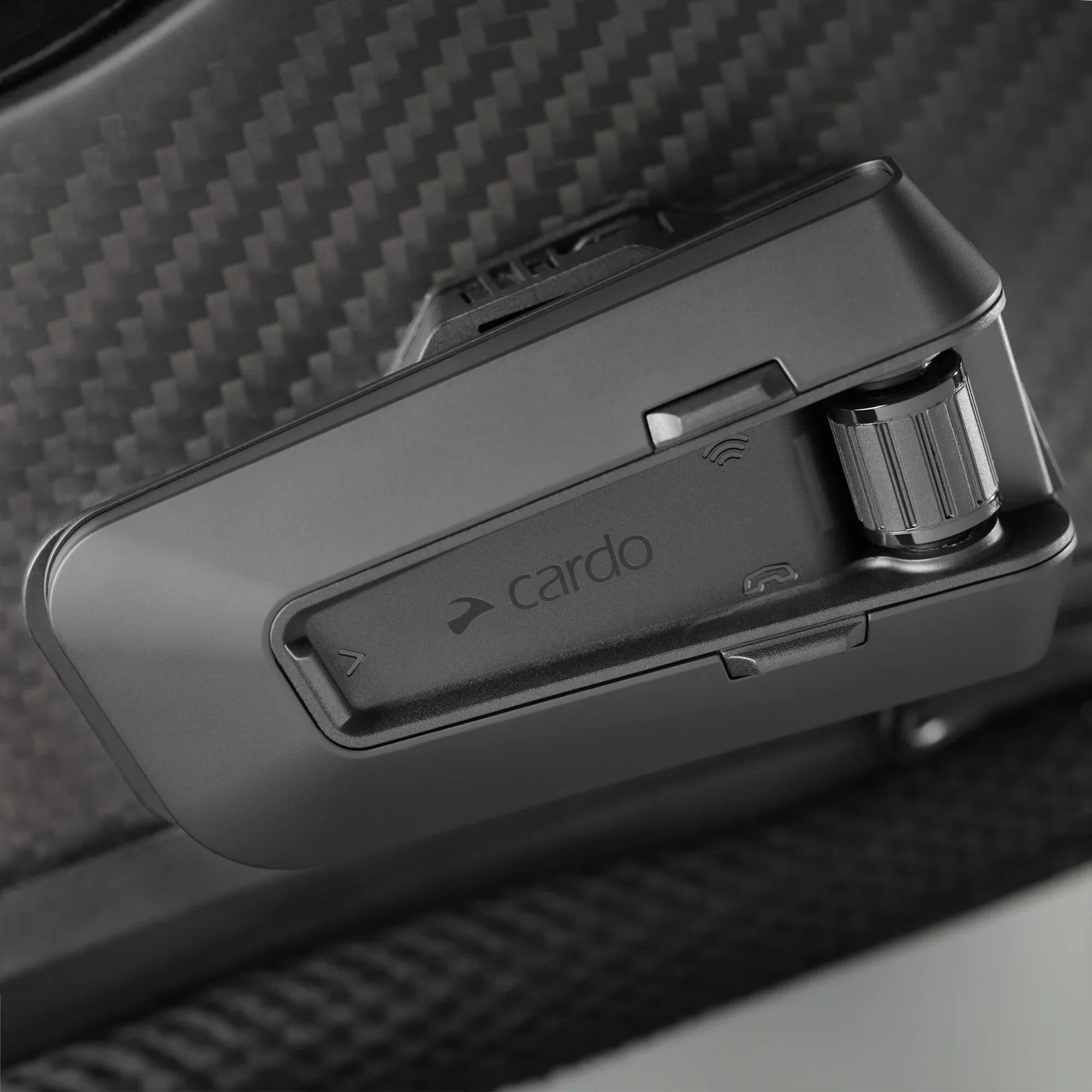 Left. Cardo Systems - Packtalk Pro Motorcycle Bluetooth Communication System Headset - Black.