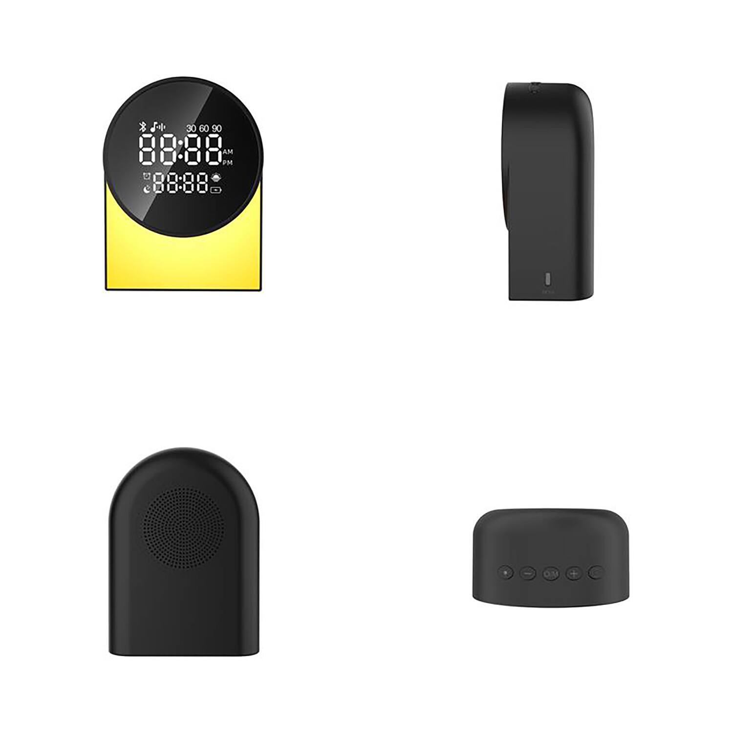 Alt View 1. Priority Products - Rechargeable Digital FM Radio Alarm Clock, Bluetooth Speaker, LED Night-Light, Sound Machine, SM12 - Black.