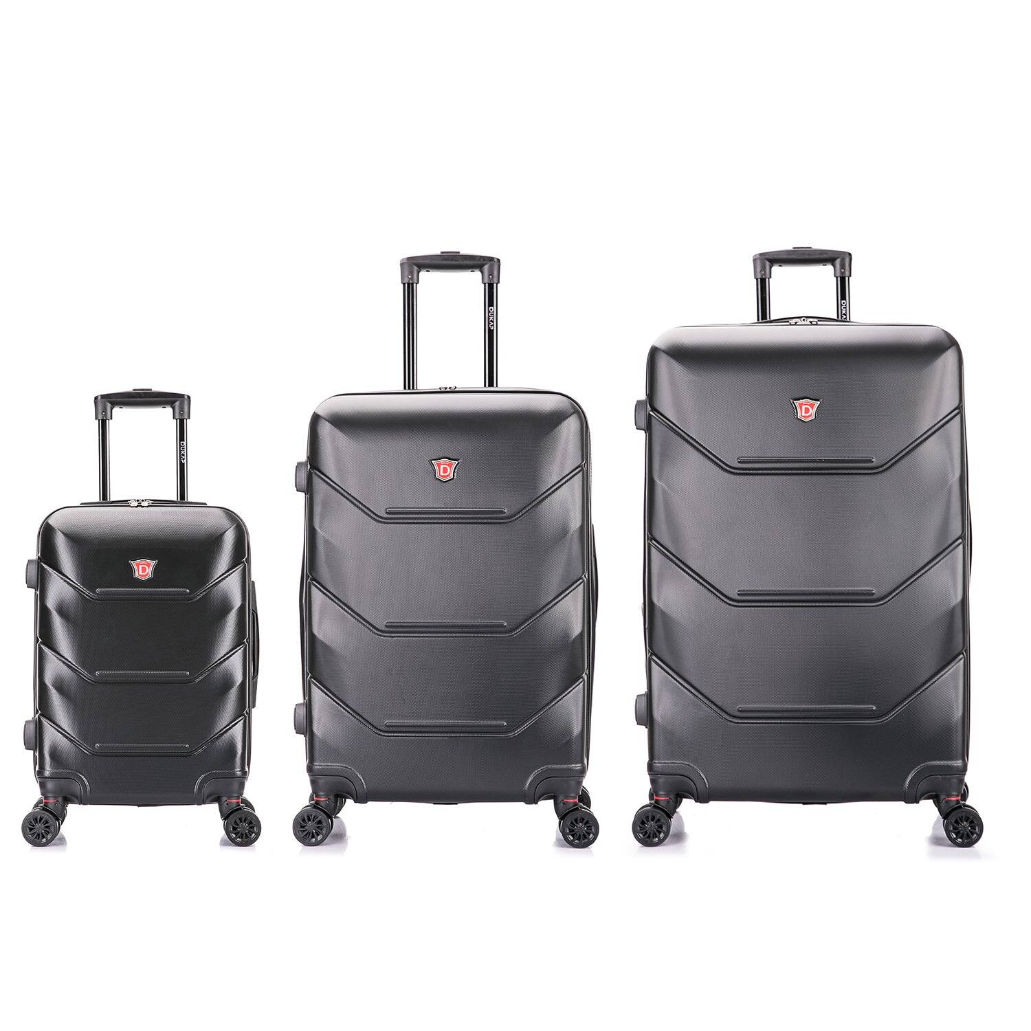 Angle. DUKAP - Zonix Lightweight Hardside 3 Piece Luggage Set 20"/26"/30" - BLACK.
