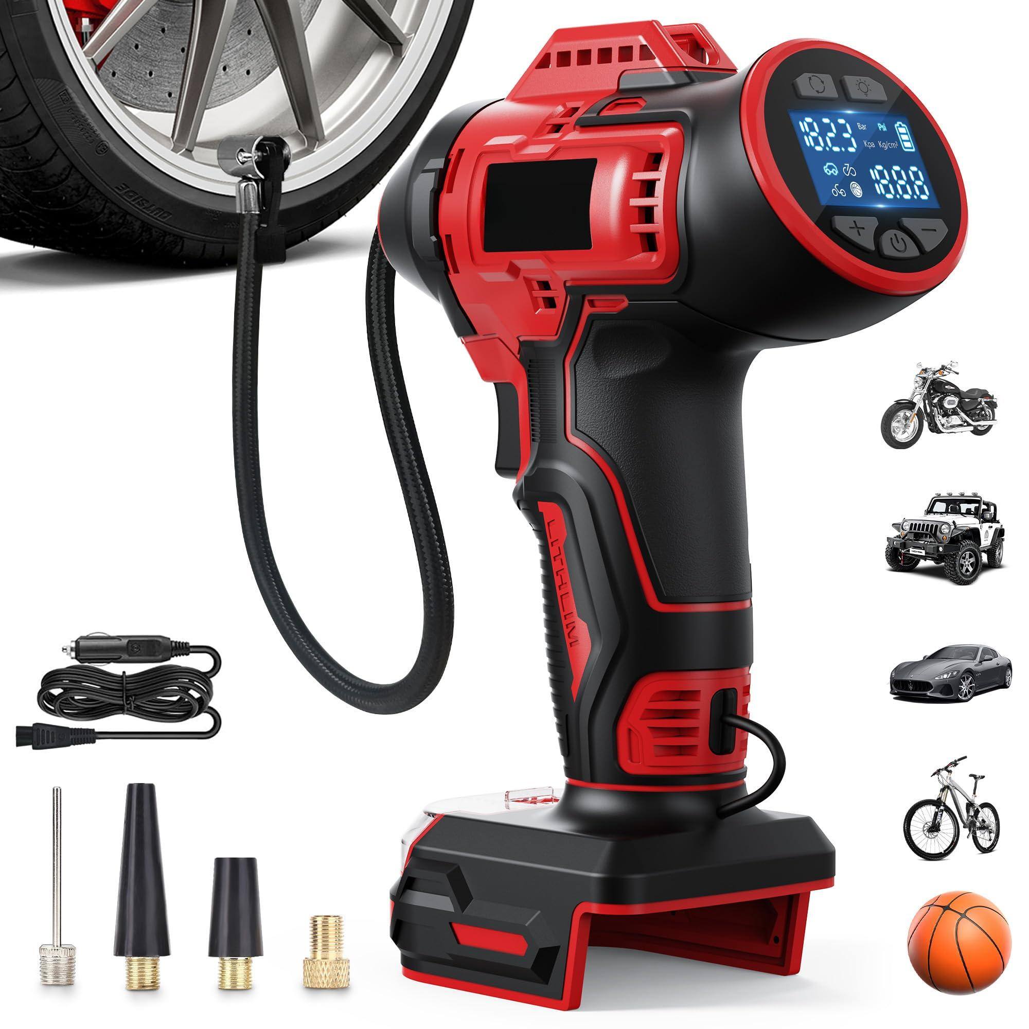 JETRANSPORT - Tire Inflator Cordless For Milwaukee 18v [tool Only] 160psi Portable Air Compressor With Gauge Auto-shutoff - Default