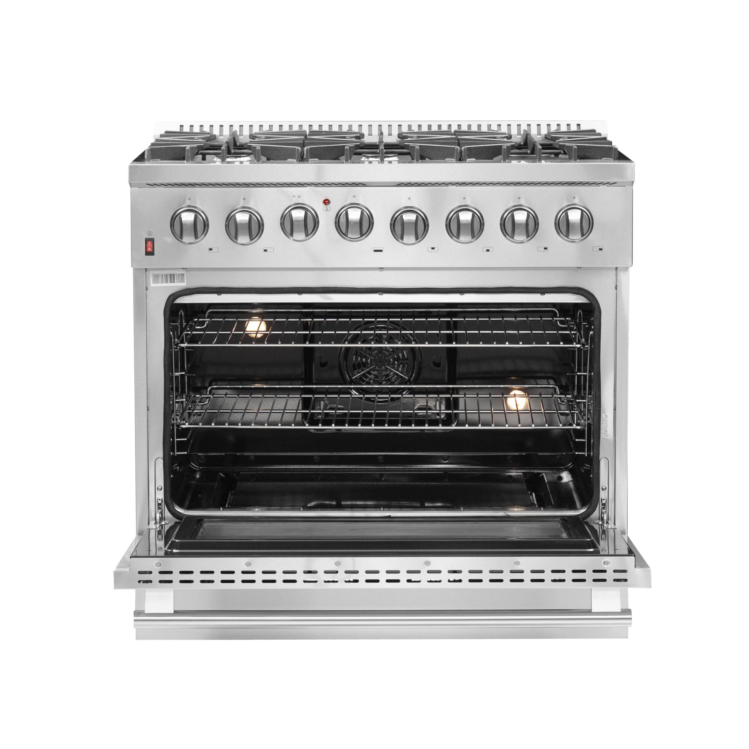 Alt View 2. Forno Appliances - Galiano Alta Qualita 5.36 Cu. Ft. Freestanding Dual Fuel Range with Convection Oven - Silver.