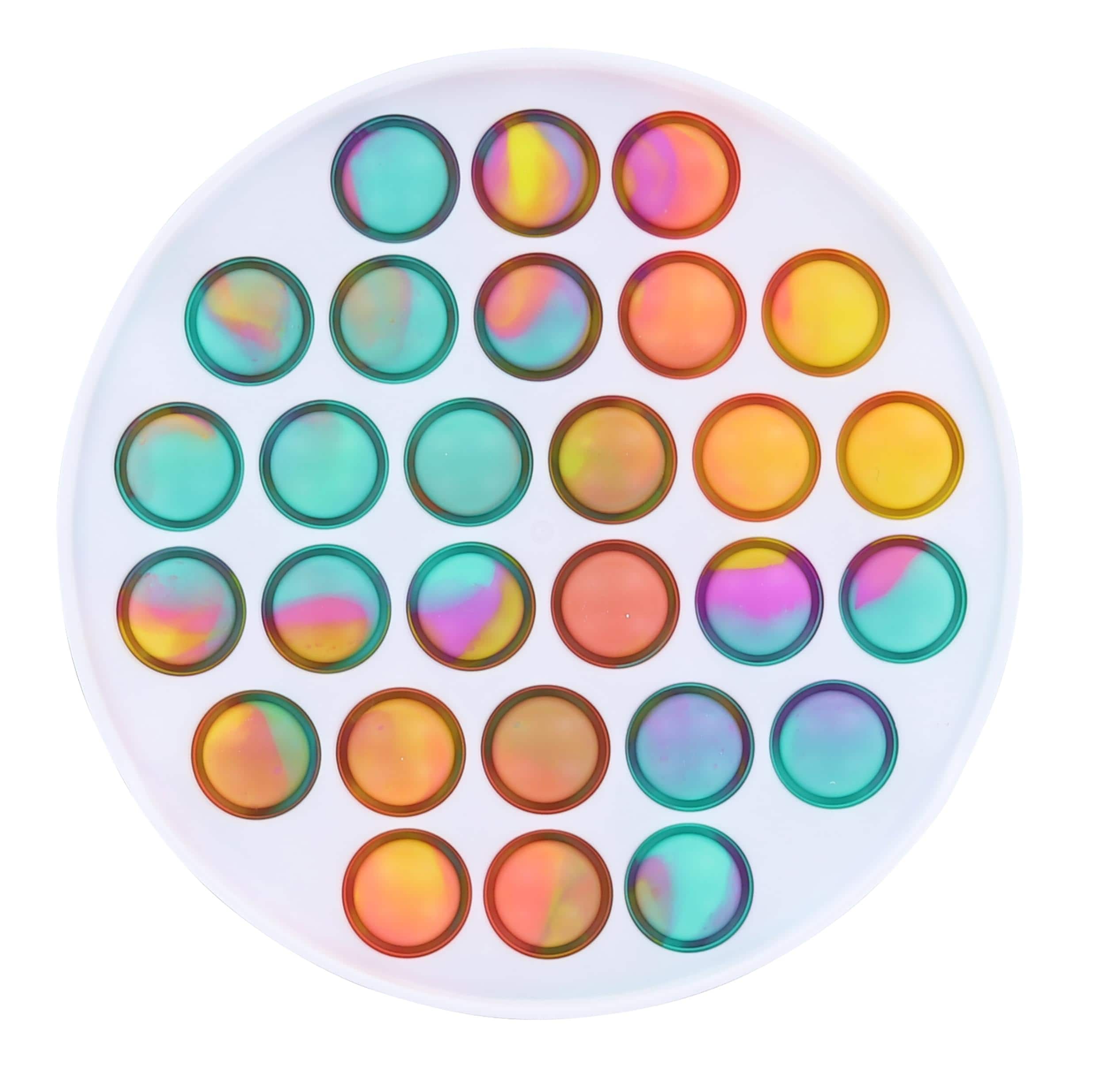 Toynk - Pop Fidget Toy Round 28-Button Silicone Bubble Popping Game - White