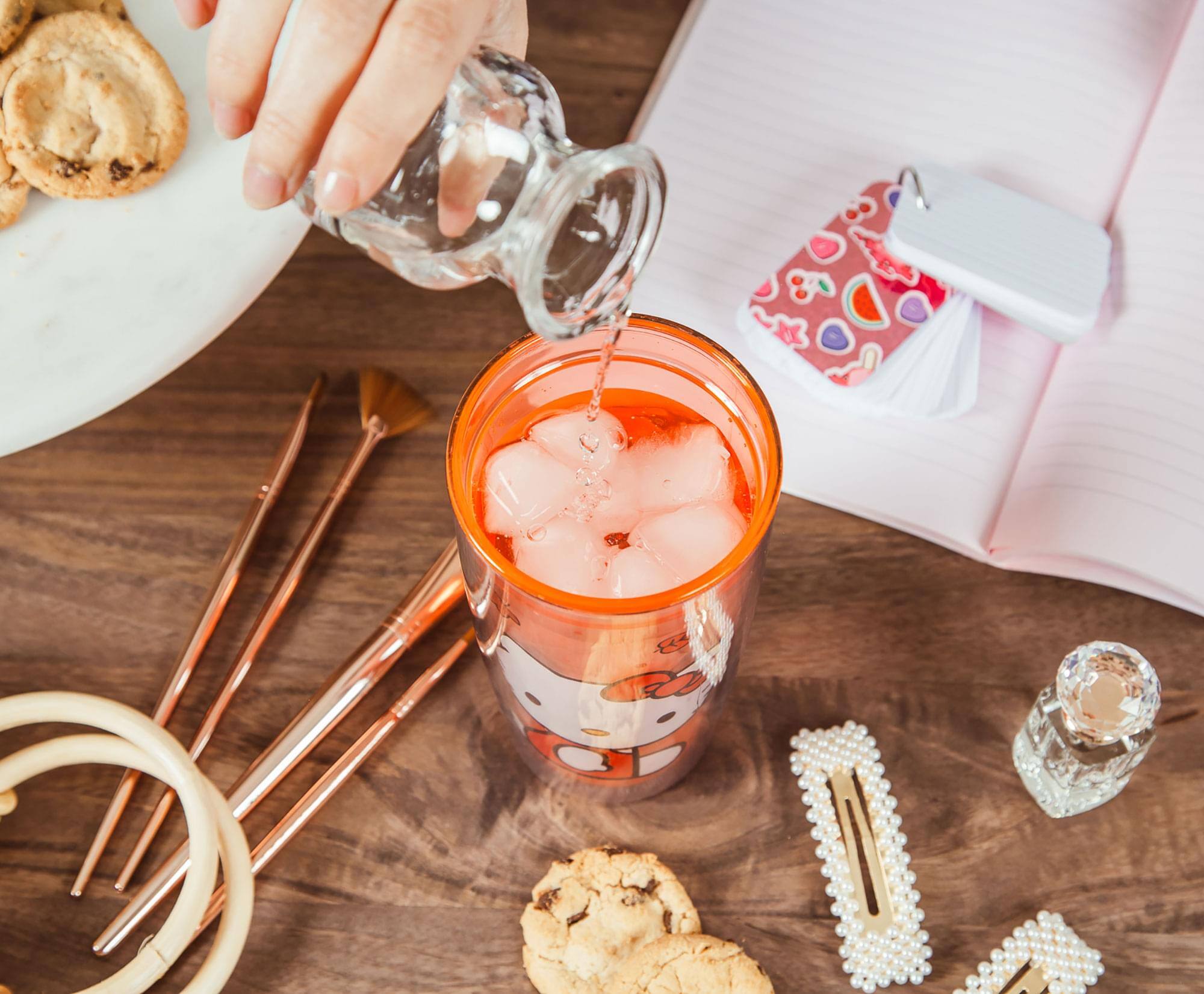 Alt View 3. Silver Buffalo - Sanrio Hello Kitty Pumpkin Spice Travel Tumbler w/ Slide Close Lid | 20 Ounces - Red.