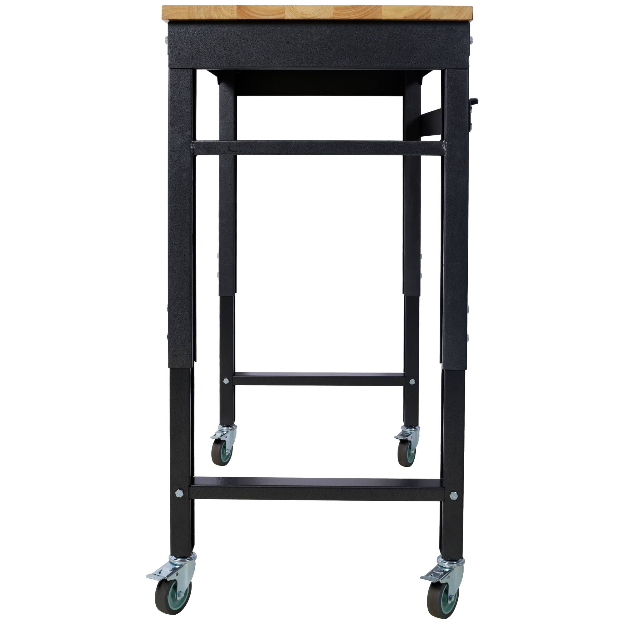 Alt View 7. GOODSILO - Adjustable Height Rolling Workbench with Durable Rubber Wood Top for Garage and Workshop Use - Dark Gray,Wood.
