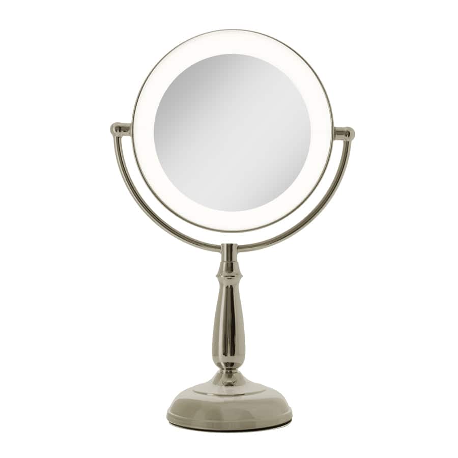 Front. Zadro - LED Lighted Makeup Mirror with Touch Control and Magnification Options 5X, 10X, 12X - Polished Nickel.
