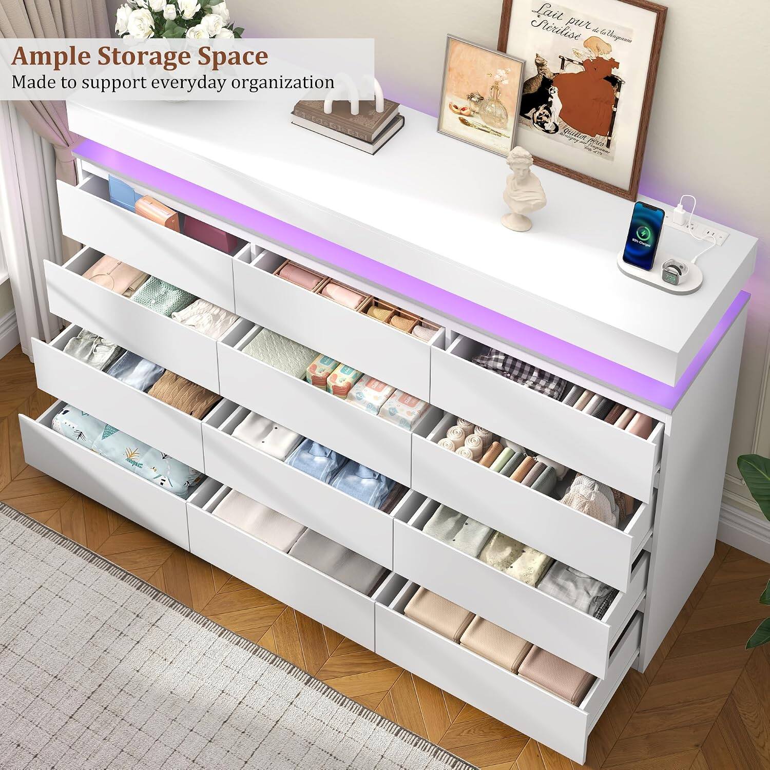 Ample Storage Space  
Made to support everyday organization  

Lait pur rilise d'olive  
guatao