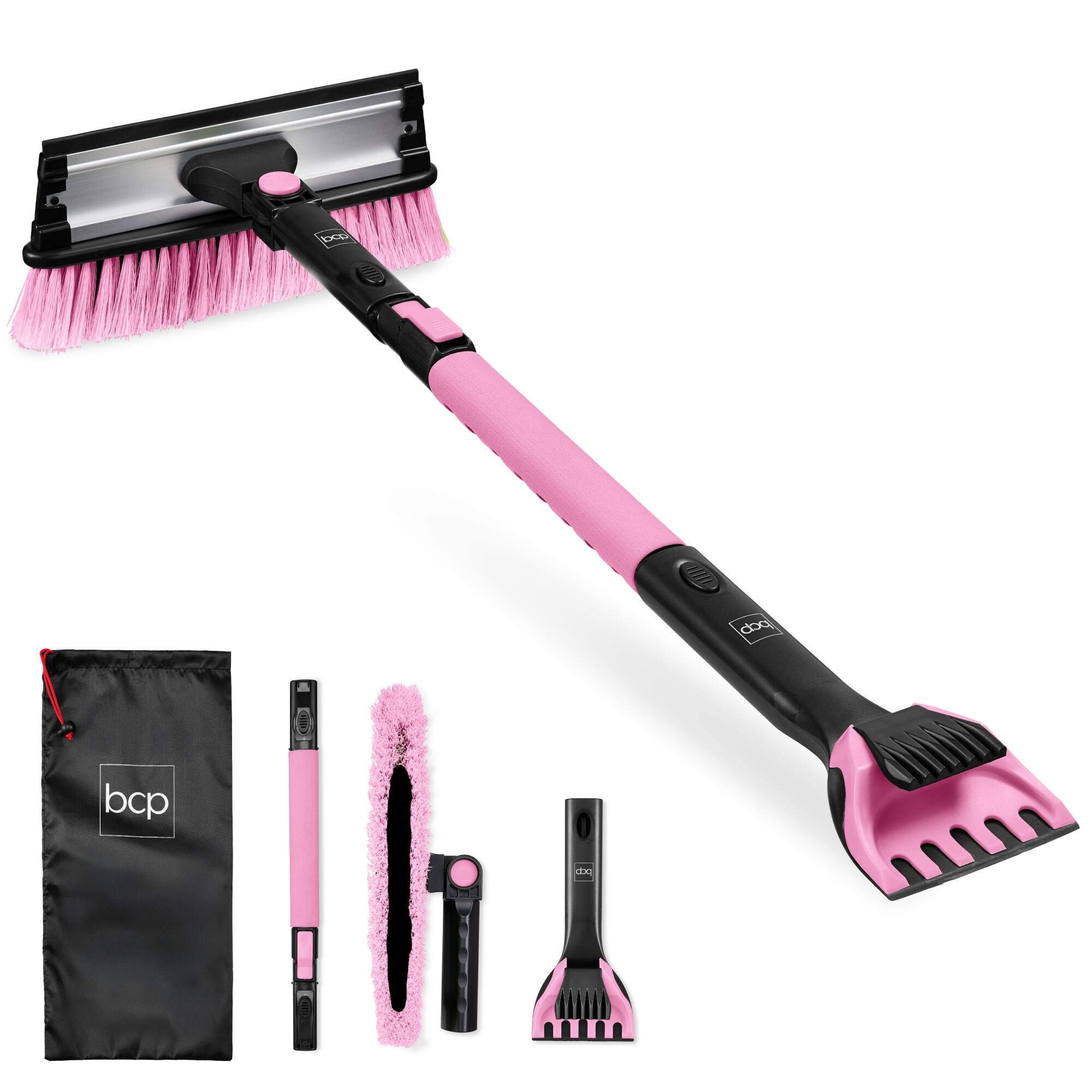 Best Choice Products - 39" Extendable Snow Brush with Squeegee & Ice Scraper, Auto Snow Brush, Auto Ice Scraper - Pink