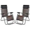 Front. Costway - Costway 2PCS Patio Rattan Zero Gravity Lounge Chair Folding Recliner Headrest - Brown.