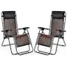 Costway - 2PCS Patio Rattan Zero Gravity Lounge Chair Folding Recliner Headrest - Brown