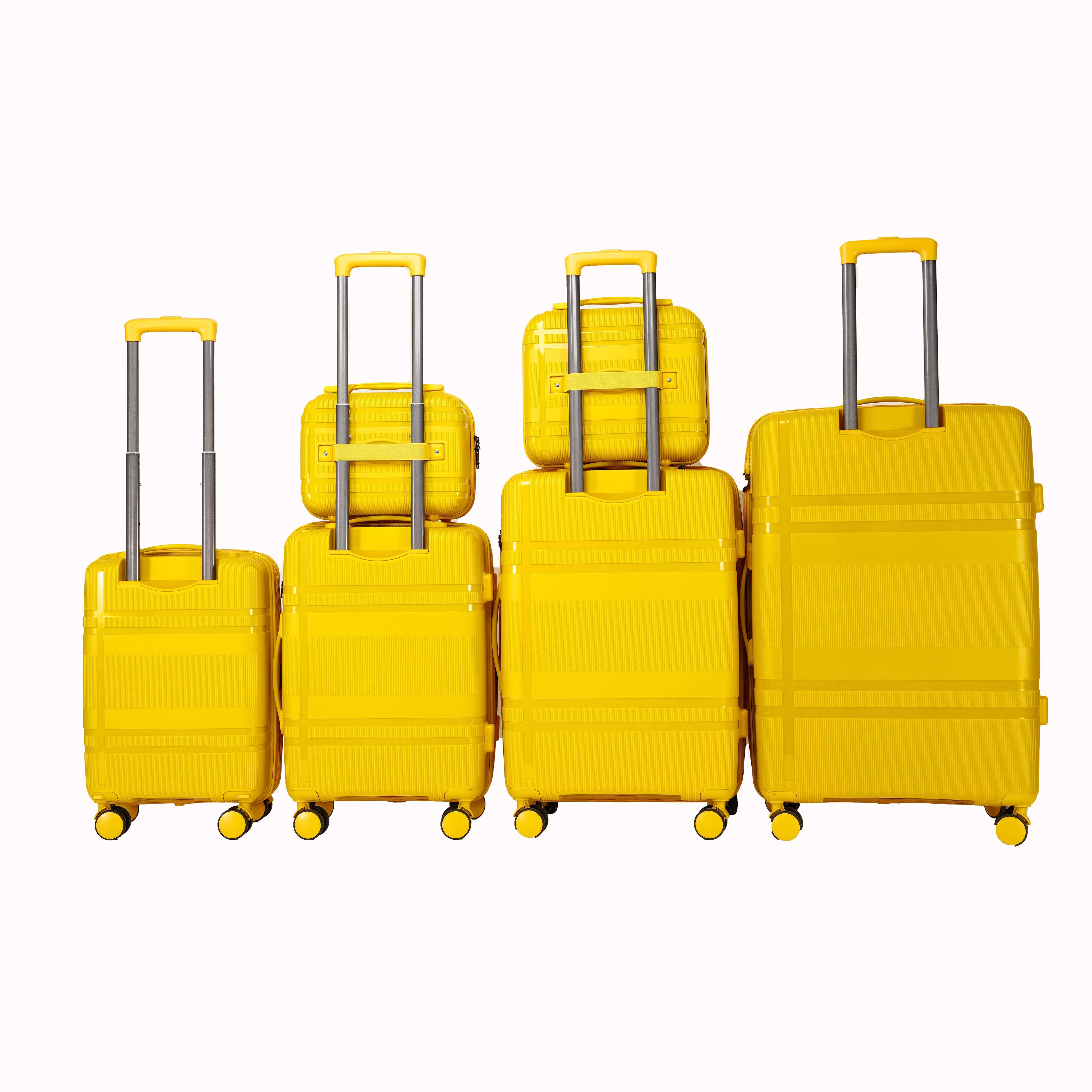 Angle. APRILSOUL - Luggage Hard Shell Luggage Set with Rotating Wheels suitable for carry on - Yellow.