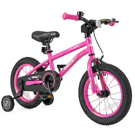 Costway - 14-Inch Kid's Bike for 3-5 Years Old with Adjustable Saddle & Anti-slip Handlebar - Pink
