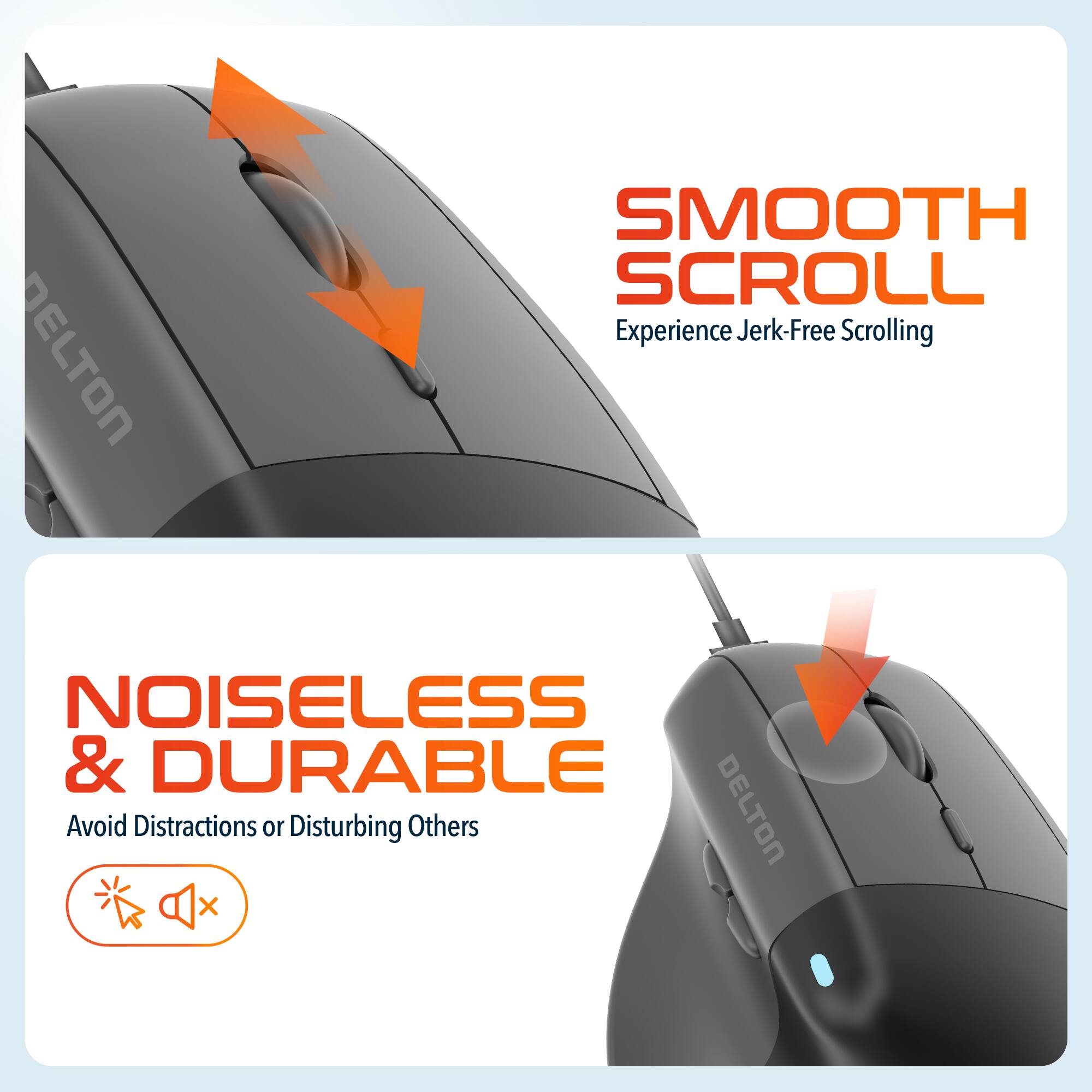 DELTON DD X, Smooth Scroll, Experience Jerk-Free Scrolling, Noiseless & Durable, Avoid Distractions or Disturbing Others