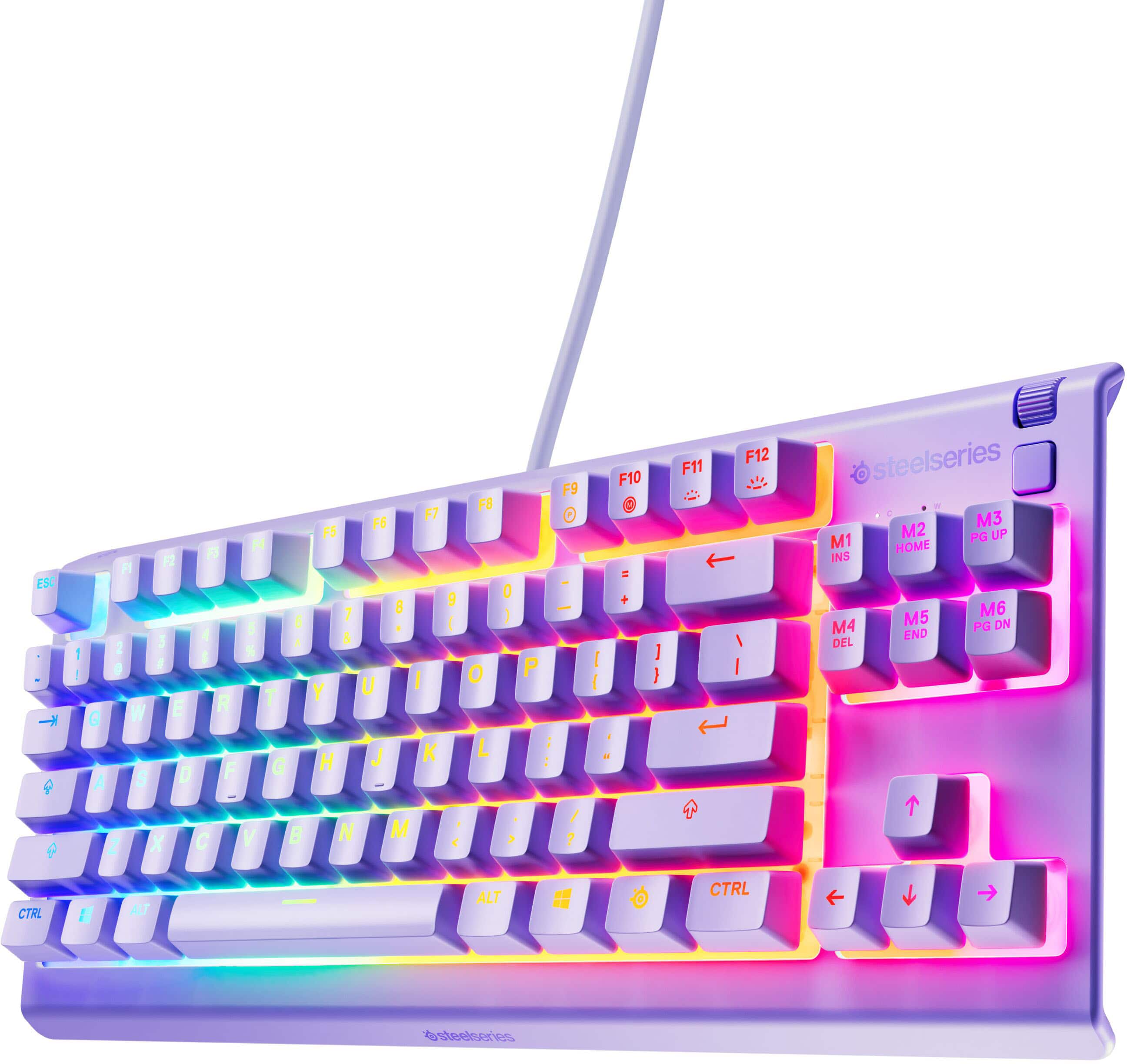 SteelSeries - Apex 3 TKL Wired Membrane Whisper Quiet Switch Gaming Keyboard 8 zone RGB Backlighting - Lavender - Front_Zoom