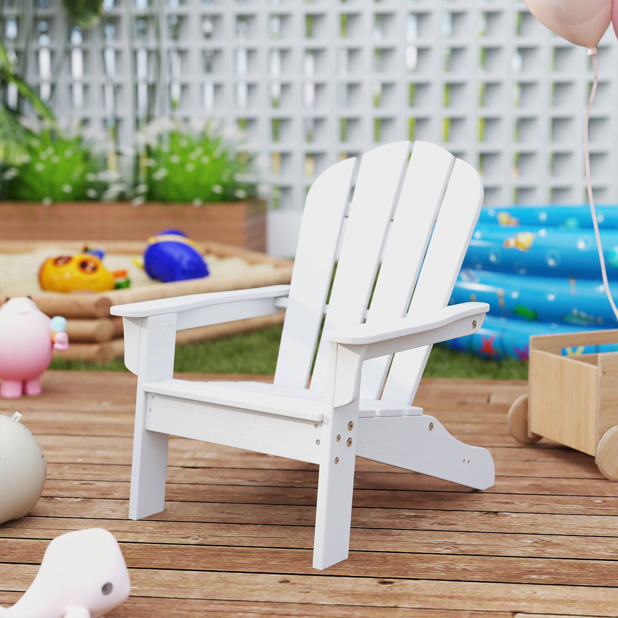 Alt View 4. Gymax - Gymax 4PCS Kid's Adirondack Chair All-Weather HDPE Toddler Lawn Chair w/ Ergonomic Design White - White.