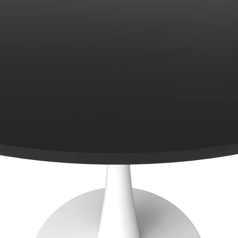 Alt View 5. LeisureMod - LeisureMod Bristol 35 in. Round MDF Wood Dining Table in Stainless Steel Pedestal Base Modern Kitchen Table - White/Black.