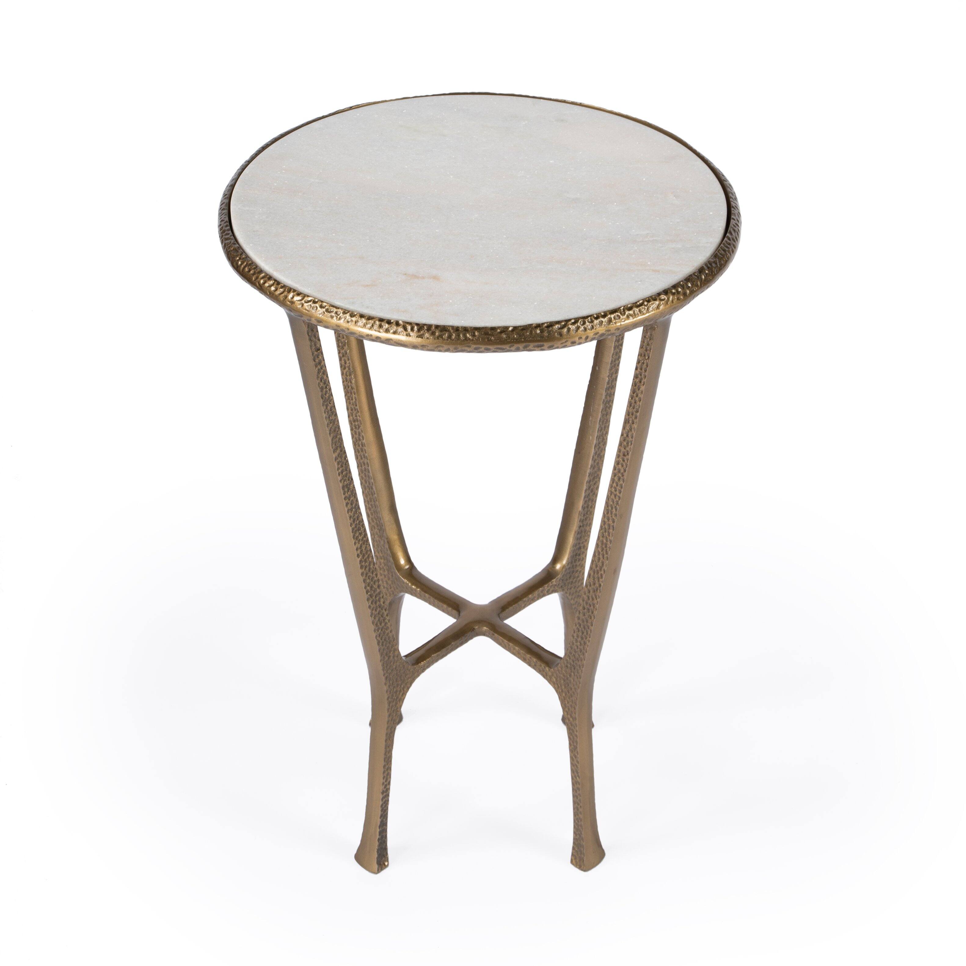 Alt View 2. Butler Specialty - Switlania 16 in. W Round Metal and Marble Side Table - Gold.