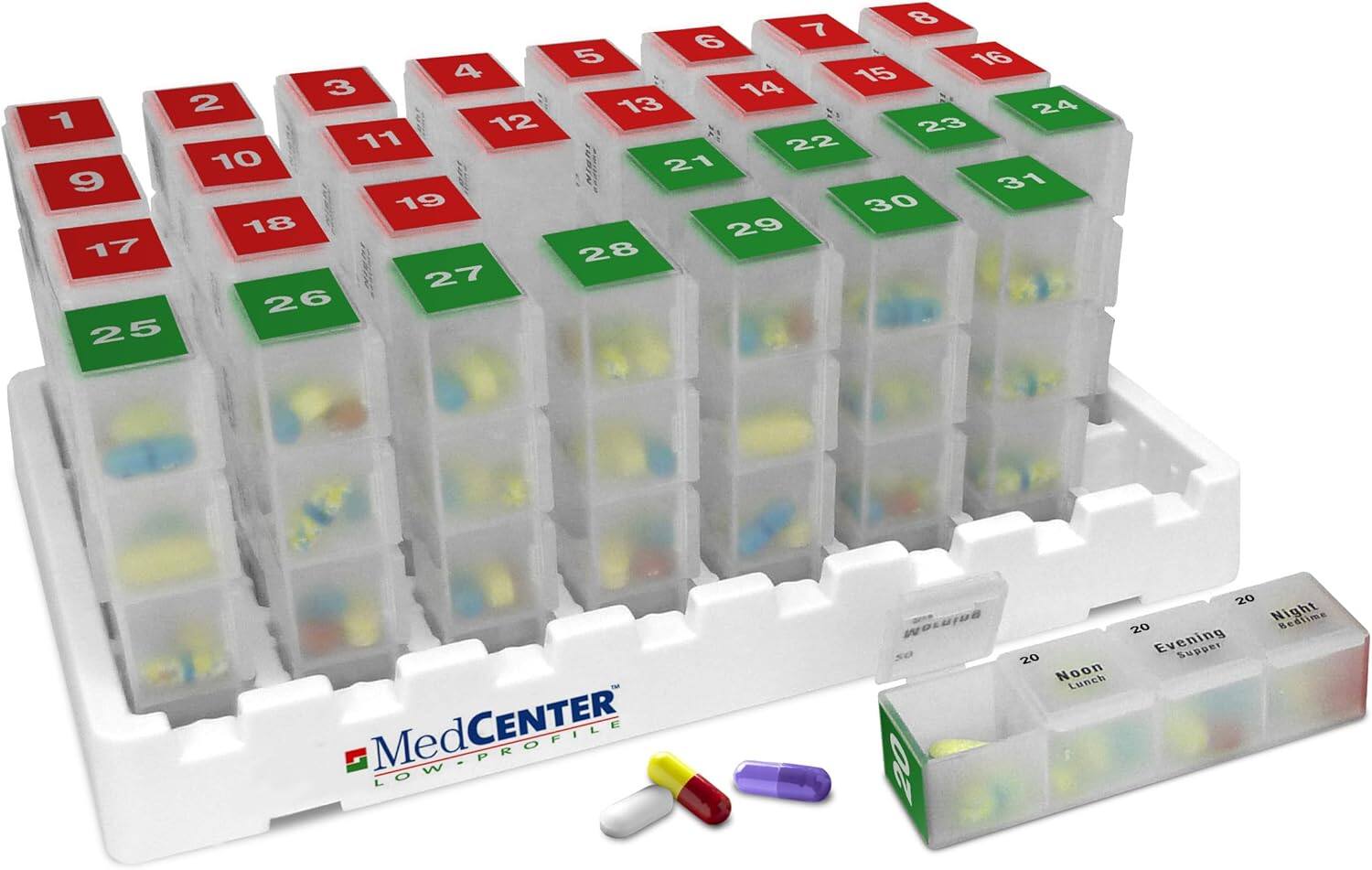 7 8 6 5 16 4 15 3 14 2 13 24 1 12 23 11 22 10 21 9 31 19 30 18 29 17 28 27 26 25  
MedCENTER Med PROFILE LOW  
Morning 20 Noon Lunch 20 Night 20 Evening Supper