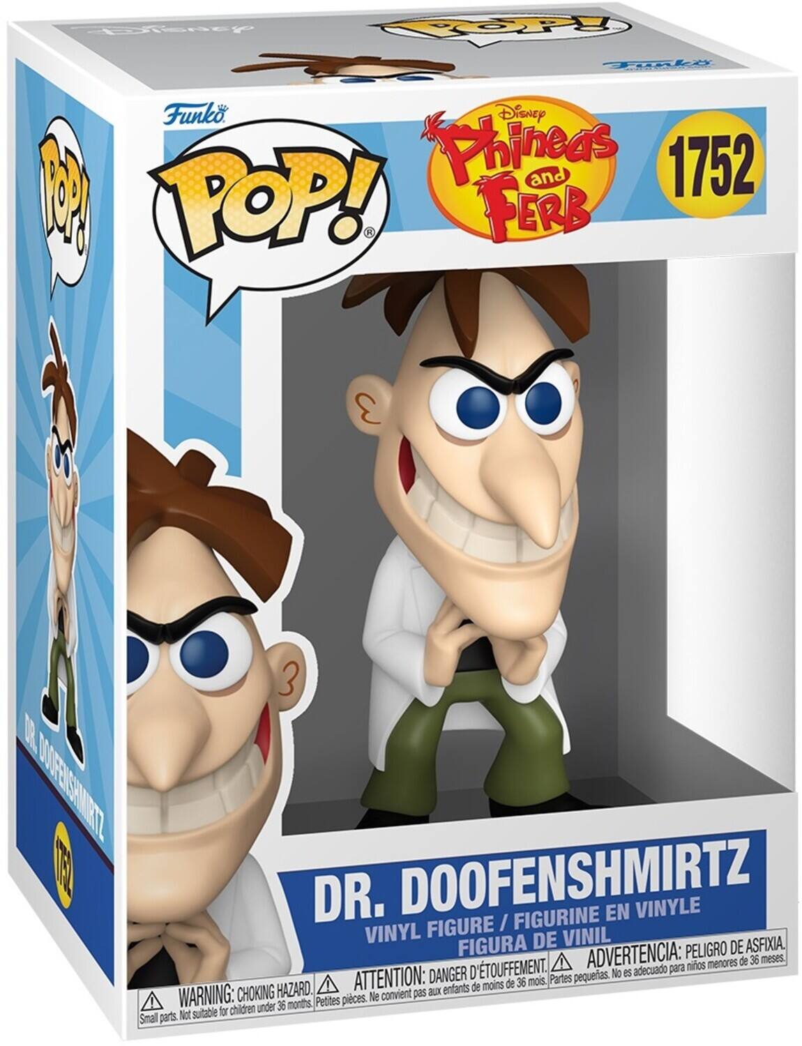 Funko POP! Disney Phineas and Ferb 1752 DR. DOOFENSHMIRTZ FIGURINE EN VINYLE / VINYL FIGURE / FIGURA DE VINIL. WARNING: CHOKING HAZARD. Small parts. Not suitable for children under 36 months.