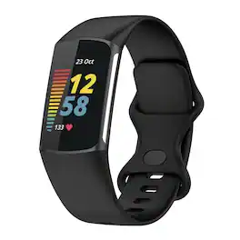 StrapsCo - Slim Active Band Silicone Rubber Watch Strap For Fitbit Charge 6 (Medium-Long) - Black
