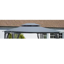 APRILSOUL - 13x10 Ft Patio Double Roof Gazebo Replacement Canopy Top Fabric Gray