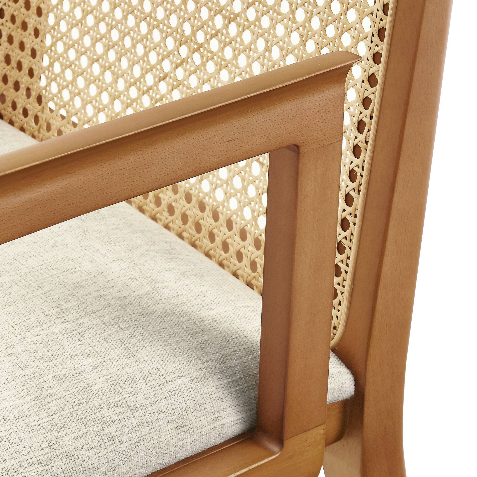 Alt View 5. Modway - Monarch Wood and Rattan Dining Armchair by Modway - Honey Natural Heathered Weave Ivory.