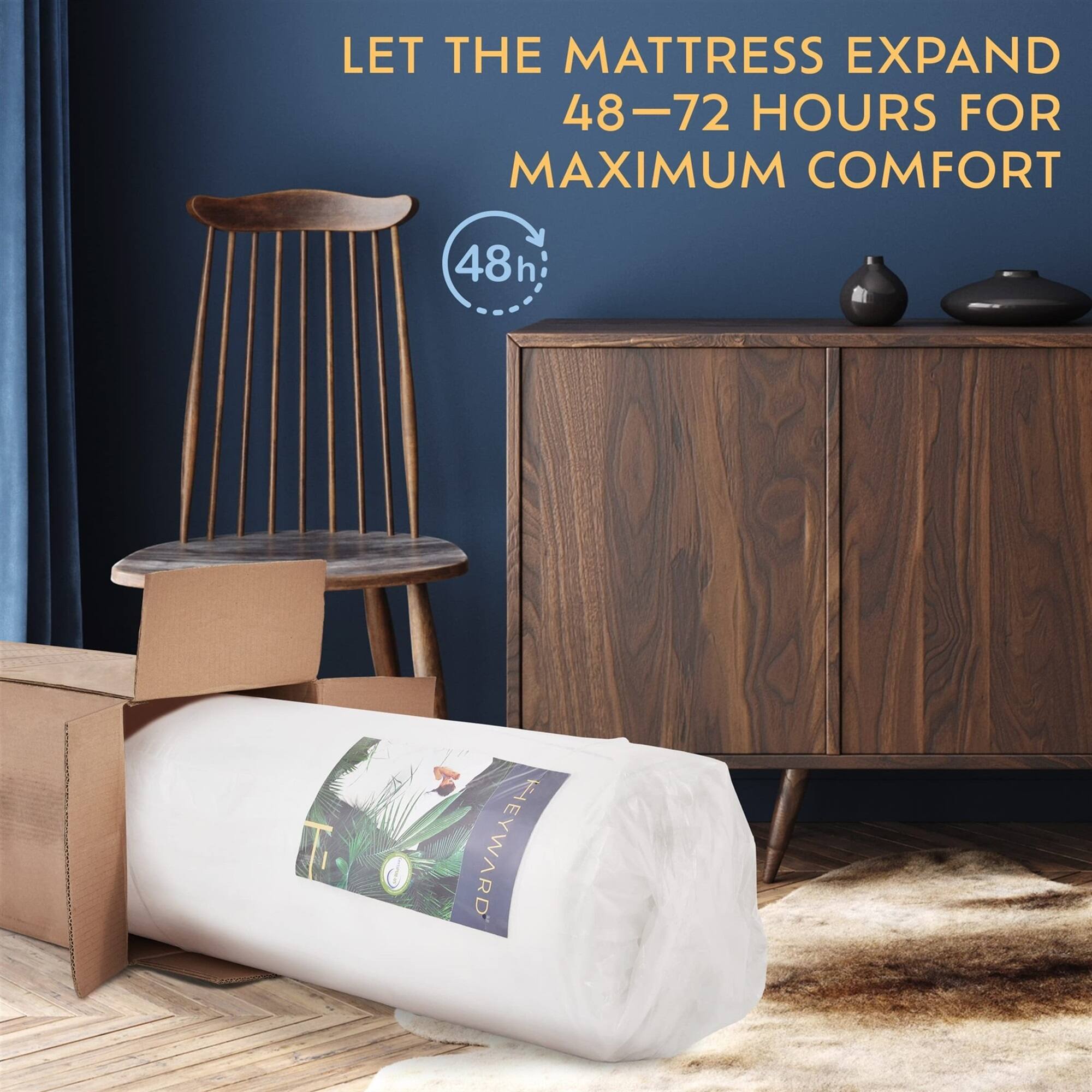 LET THE MATTRESS EXPAND 48-72 HOURS FOR MAXIMUM COMFORT 48h h HEYWARD
