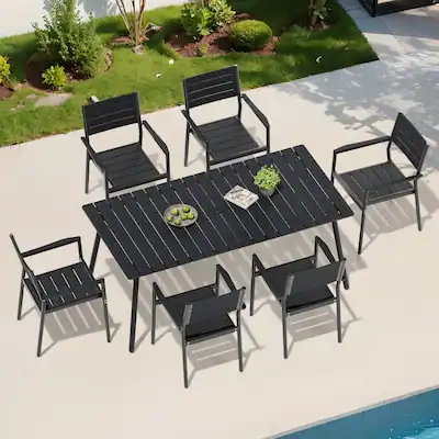 6-Pack Stackable Plastic Outdoor Chairs – Cross Back Patio Dining Chairs, Weather Resistant, No Assembly Required, 250 Lbs Capacity, White