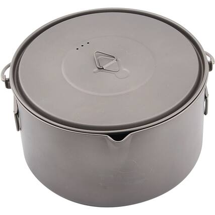 Front. TOAKS - TOAKS Titanium 2000ml Outdoor Camping Cook Pot with Bail Handle POT-2000-BH - Silver.