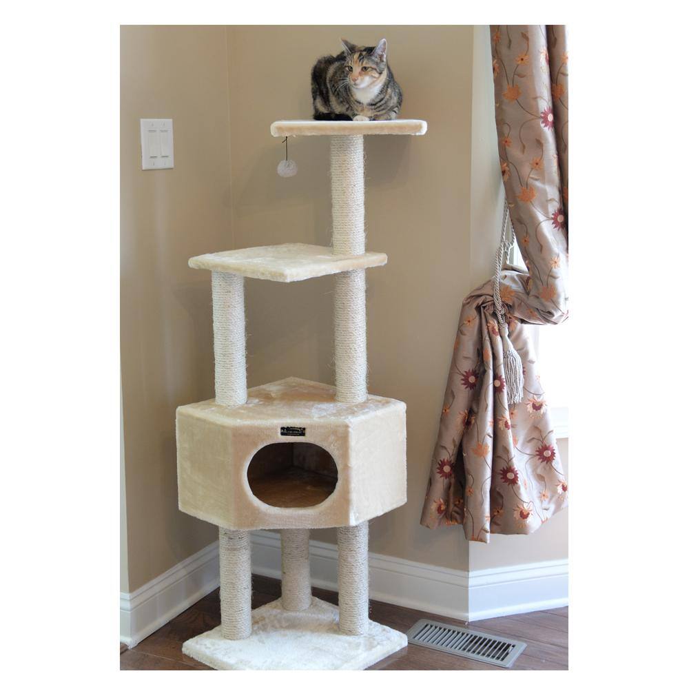 Alt View 1. Armarkat - 3 Tier Real Wood Cat Tree Scratch Furniture Beige - Beige.
