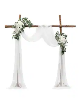VEVOR - Artificial Wedding Arch Flowers Kit, Wedding Arch Flowers with Drapes Kit (Pack of 3) - 2 Pcs Floral Arrangement - White